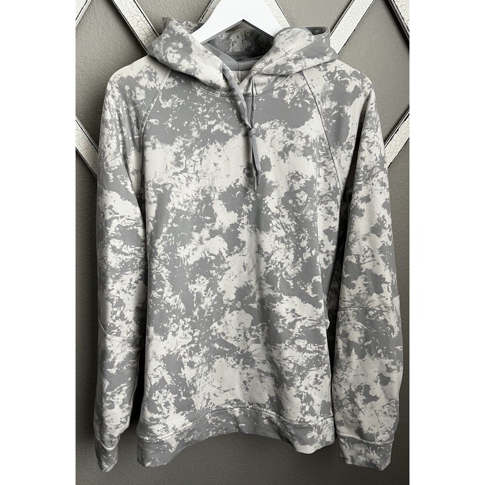 Lululemon City Sweat Men's XL Pullover Hoodie White/Gray Marble Tie Dye LM3CKLS